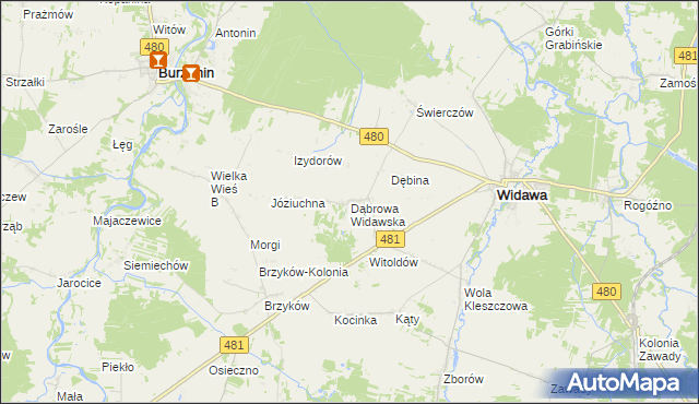 mapa Dąbrowa Widawska, Dąbrowa Widawska na mapie Targeo