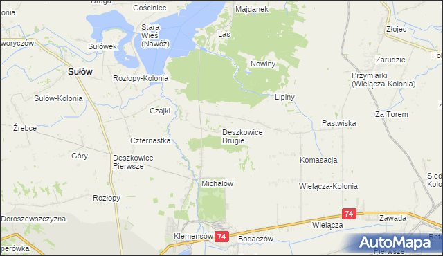 mapa Deszkowice Drugie, Deszkowice Drugie na mapie Targeo