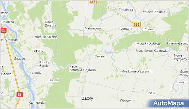 mapa Drwały gmina Zatory, Drwały gmina Zatory na mapie Targeo