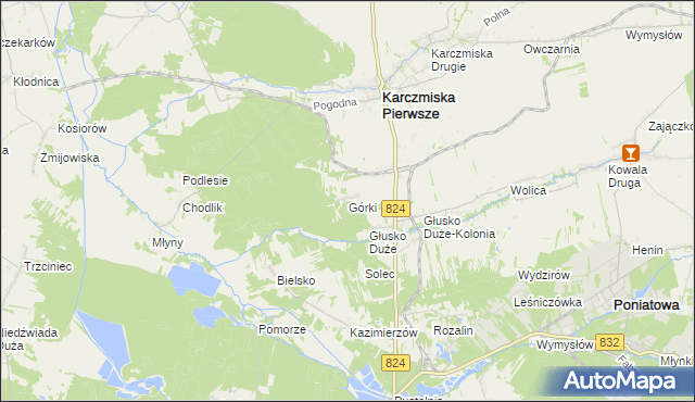 mapa Górki gmina Karczmiska, Górki gmina Karczmiska na mapie Targeo