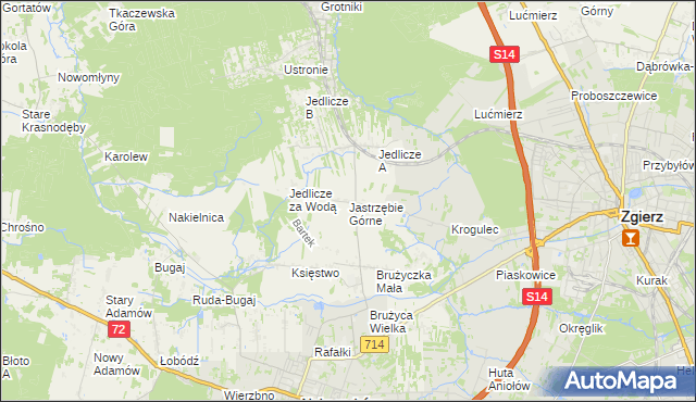 mapa Jastrzębie Górne, Jastrzębie Górne na mapie Targeo