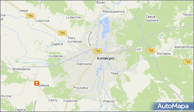 mapa Koniecpol, Koniecpol na mapie Targeo