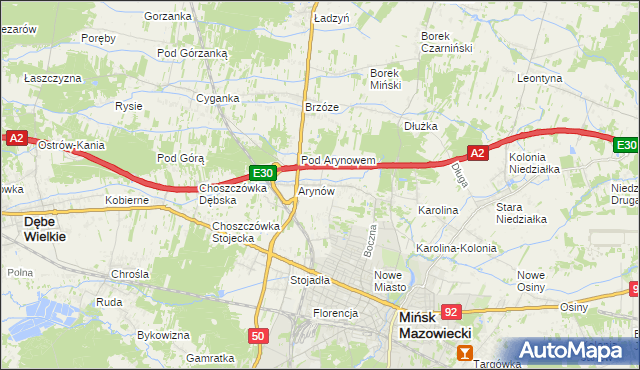 mapa Królewiec gmina Mińsk Mazowiecki, Królewiec gmina Mińsk Mazowiecki na mapie Targeo