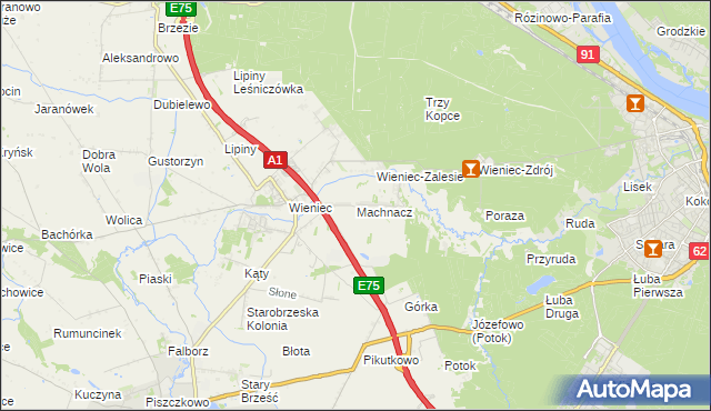 mapa Machnacz gmina Brześć Kujawski, Machnacz gmina Brześć Kujawski na mapie Targeo