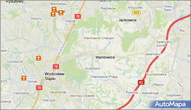 mapa Marklowice, Marklowice na mapie Targeo