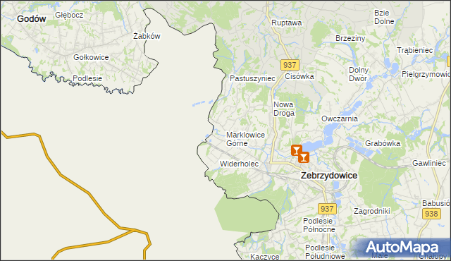 mapa Marklowice Górne, Marklowice Górne na mapie Targeo