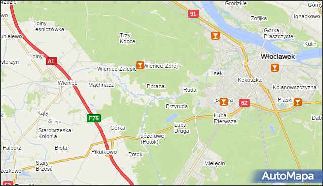 mapa Mazury gmina Brześć Kujawski, Mazury gmina Brześć Kujawski na mapie Targeo