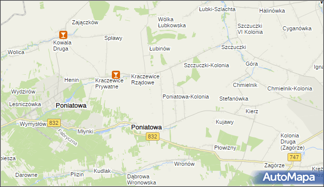 mapa Poniatowa-Kolonia, Poniatowa-Kolonia na mapie Targeo