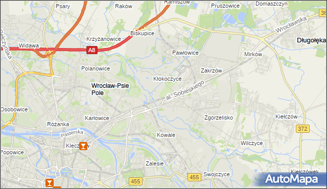 mapa Psie Pole gmina Wrocław, Psie Pole gmina Wrocław na mapie Targeo
