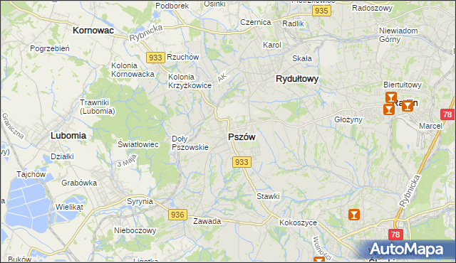 mapa Pszów, Pszów na mapie Targeo