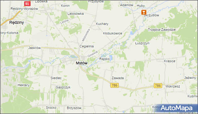 mapa Rajsko gmina Mstów, Rajsko gmina Mstów na mapie Targeo