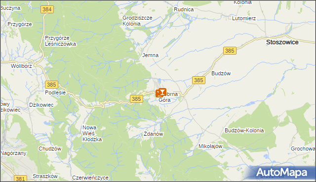 mapa Srebrna Góra gmina Stoszowice, Srebrna Góra gmina Stoszowice na mapie Targeo