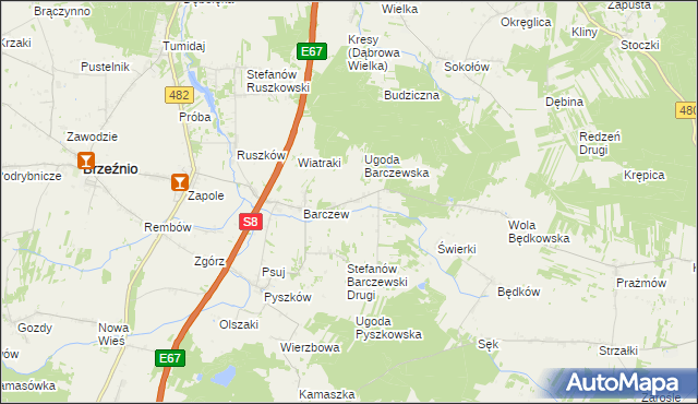 mapa Stefanów Barczewski Pierwszy, Stefanów Barczewski Pierwszy na mapie Targeo