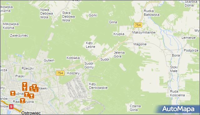 mapa Sudół gmina Bodzechów, Sudół gmina Bodzechów na mapie Targeo