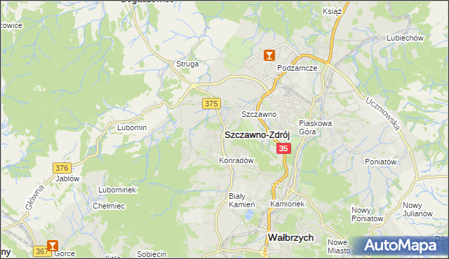 mapa Szczawno-Zdrój, Szczawno-Zdrój na mapie Targeo