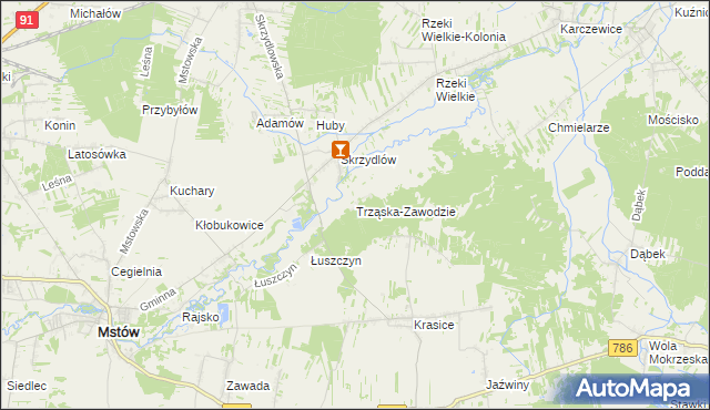 mapa Trząska-Zawodzie, Trząska-Zawodzie na mapie Targeo