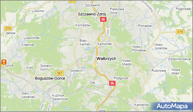 mapa Wałbrzycha, Wałbrzych na mapie Targeo