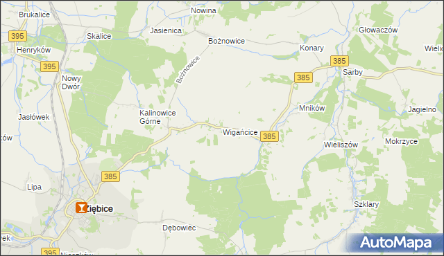 mapa Wigańcice, Wigańcice na mapie Targeo