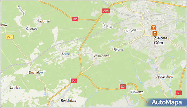 mapa Wilkanowo gmina Świdnica, Wilkanowo gmina Świdnica na mapie Targeo