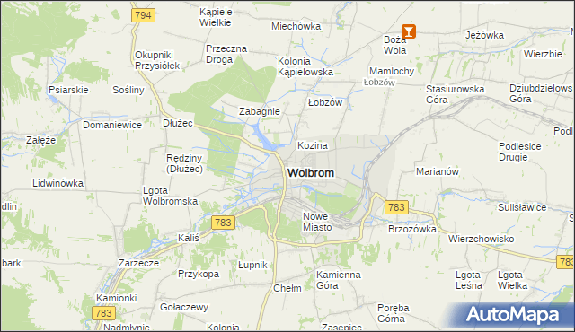 mapa Wolbrom, Wolbrom na mapie Targeo