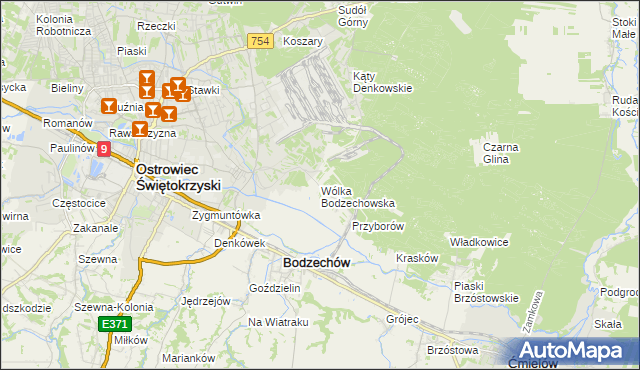 mapa Wólka Bodzechowska, Wólka Bodzechowska na mapie Targeo