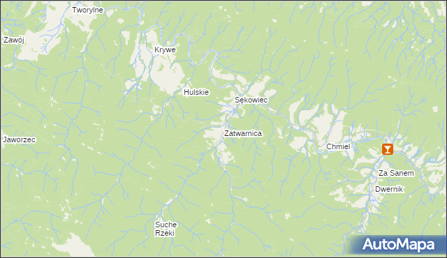 mapa Zatwarnica, Zatwarnica na mapie Targeo