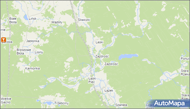 mapa Zazdrość gmina Śliwice, Zazdrość gmina Śliwice na mapie Targeo