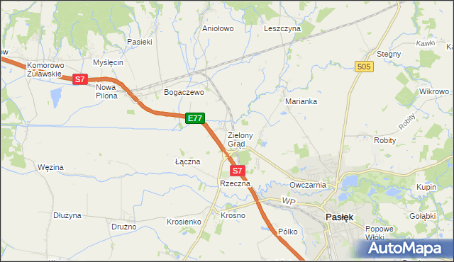 mapa Zielony Grąd, Zielony Grąd na mapie Targeo