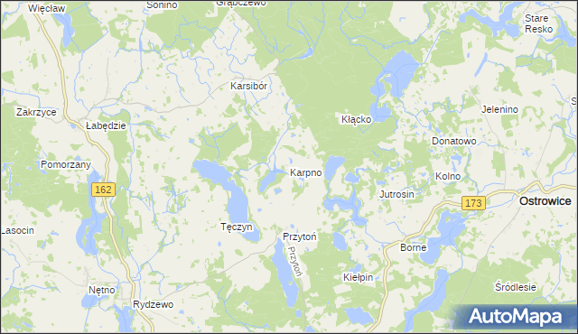 mapa Karpno gmina Ostrowice, Karpno gmina Ostrowice na mapie Targeo
