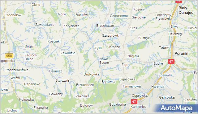 mapa Nowe Bystre, Nowe Bystre na mapie Targeo