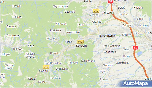 mapa Szczyrk, Szczyrk na mapie Targeo