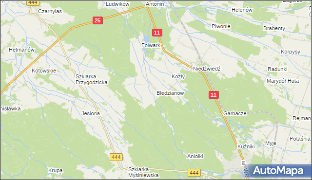 mapa Bledzianów, Bledzianów na mapie Targeo