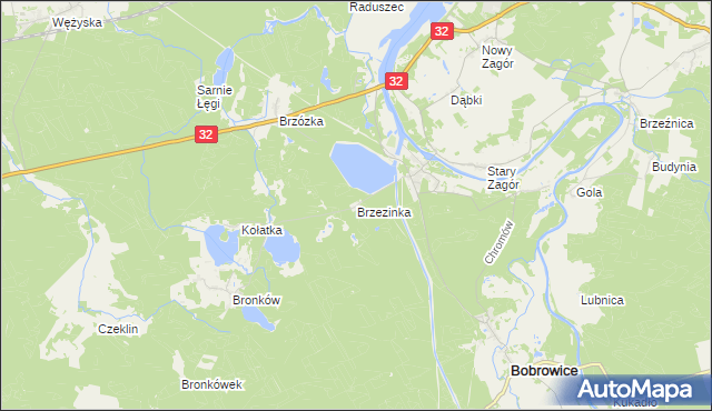 mapa Brzezinka gmina Bobrowice, Brzezinka gmina Bobrowice na mapie Targeo
