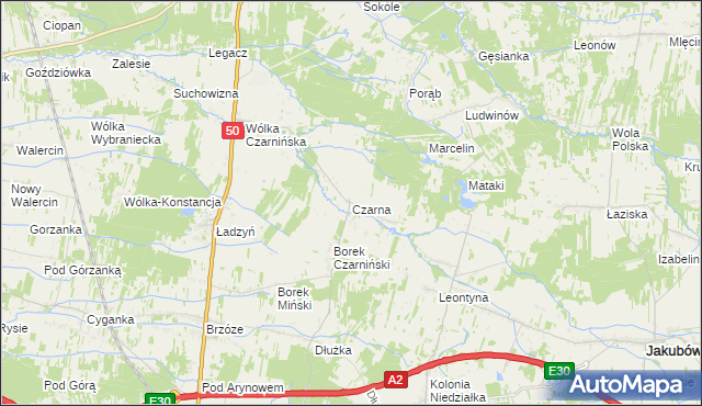 mapa Czarna gmina Stanisławów, Czarna gmina Stanisławów na mapie Targeo