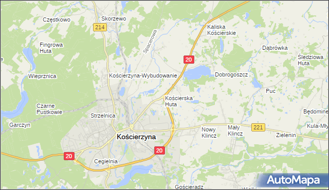 mapa Kościerska Huta, Kościerska Huta na mapie Targeo