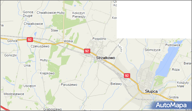 mapa Strzałkowo powiat słupecki, Strzałkowo powiat słupecki na mapie Targeo