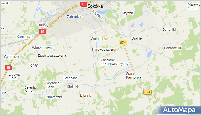 mapa Zaścianki k. Kurowszczyzny, Zaścianki k. Kurowszczyzny na mapie Targeo