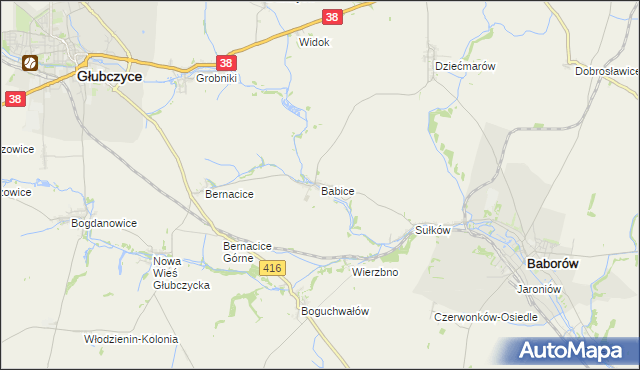 mapa Babice gmina Baborów, Babice gmina Baborów na mapie Targeo