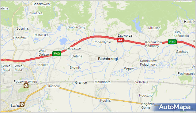 mapa Białobrzegi powiat łańcucki, Białobrzegi powiat łańcucki na mapie Targeo