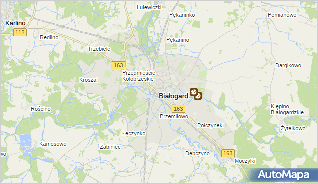 mapa Białogard, Białogard na mapie Targeo