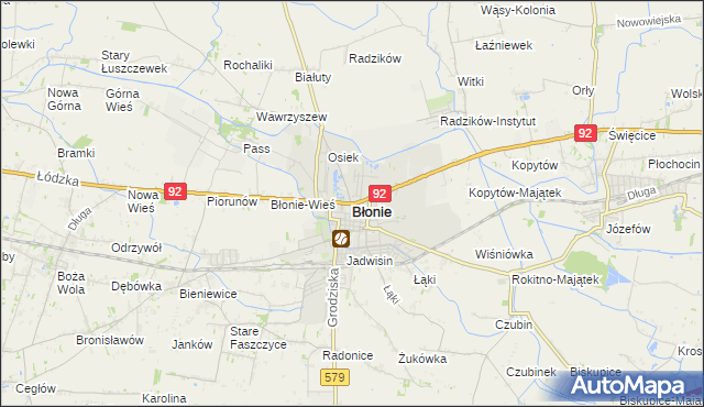 mapa Błonie powiat warszawski zachodni, Błonie powiat warszawski zachodni na mapie Targeo