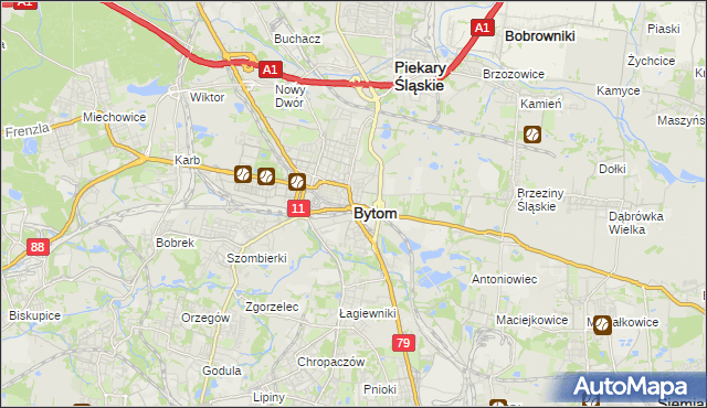 mapa Bytomia, Bytom na mapie Targeo