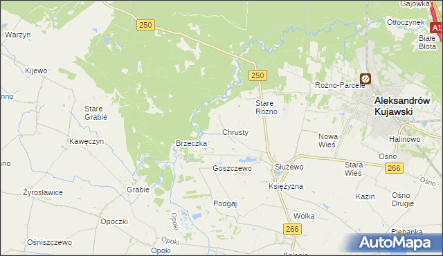 mapa Chrusty gmina Aleksandrów Kujawski, Chrusty gmina Aleksandrów Kujawski na mapie Targeo