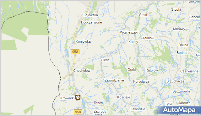 mapa Ciche gmina Czarny Dunajec, Ciche gmina Czarny Dunajec na mapie Targeo