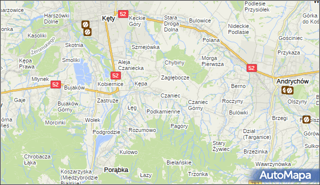 mapa Czaniec, Czaniec na mapie Targeo