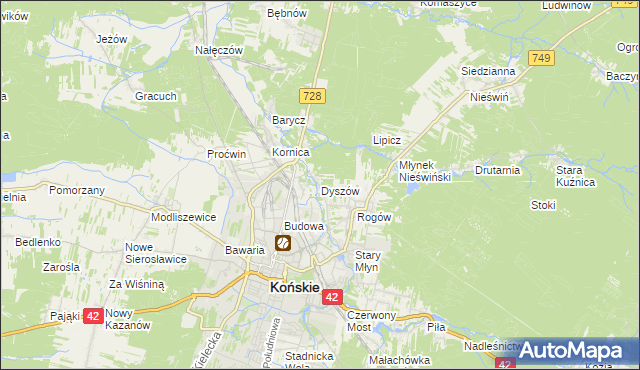 mapa Dyszów, Dyszów na mapie Targeo