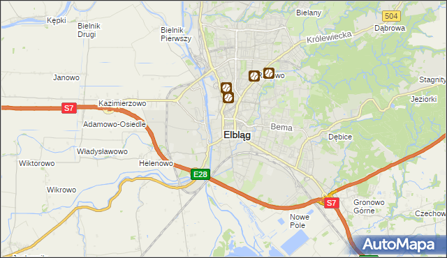 mapa Elbląga, Elbląg na mapie Targeo