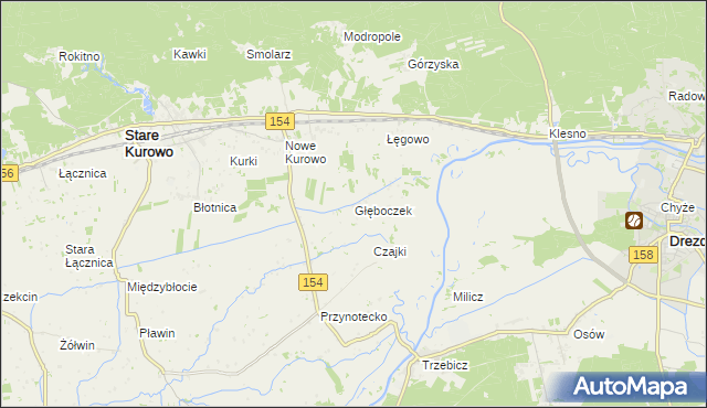 mapa Głęboczek gmina Stare Kurowo, Głęboczek gmina Stare Kurowo na mapie Targeo