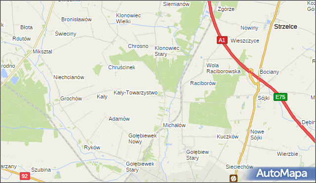 mapa Głogowiec gmina Kutno, Głogowiec gmina Kutno na mapie Targeo