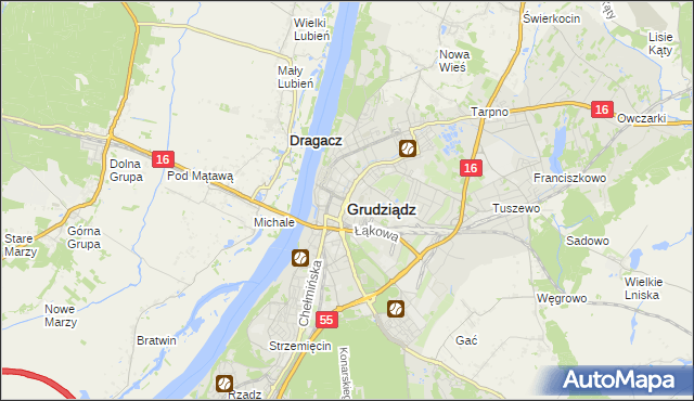 mapa Grudziądza, Grudziądz na mapie Targeo